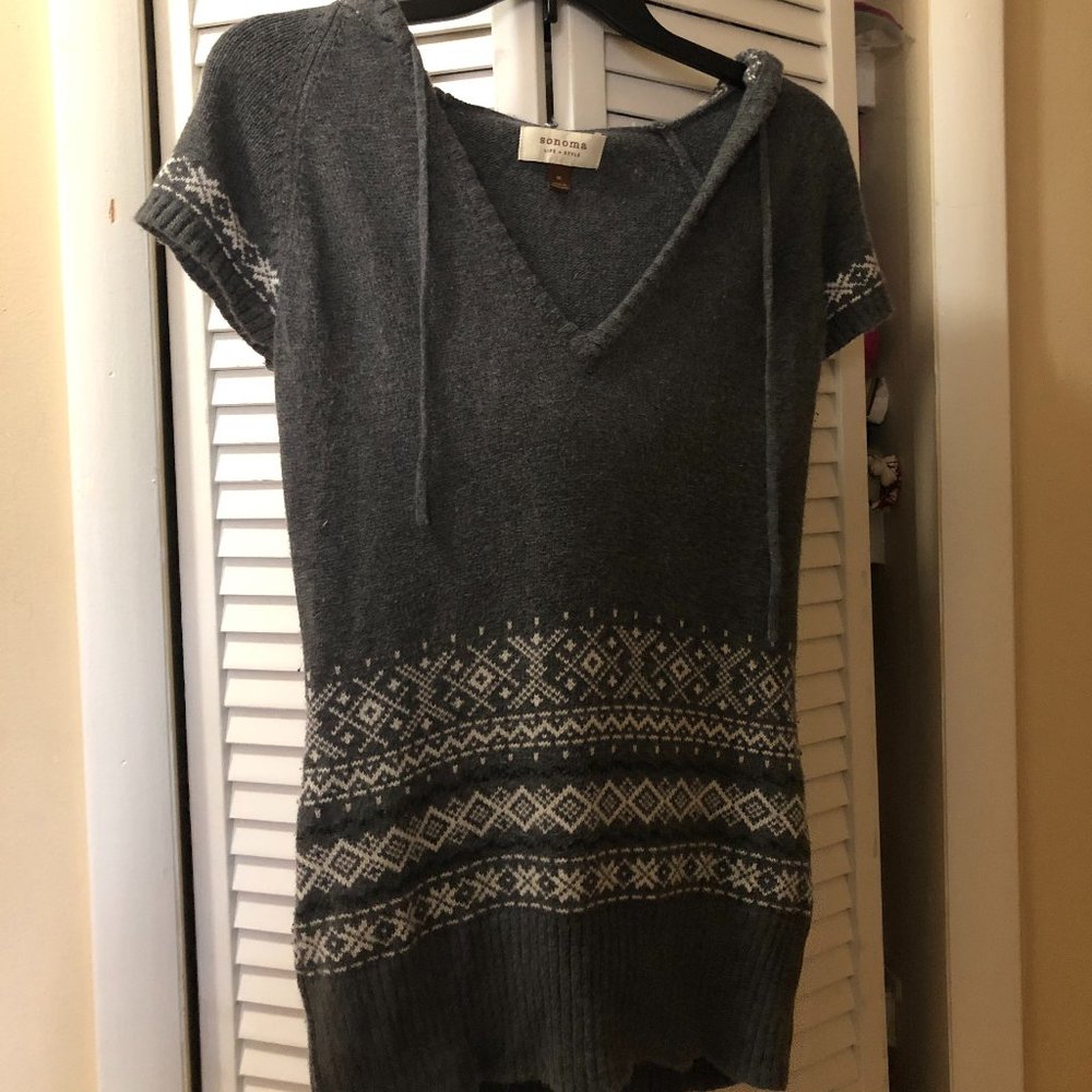 Gray KNIT short Sleeve CARDIGAN SWEATER Sonoma Life and Style Sz M